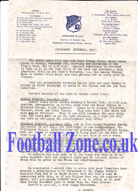 Speedway Gazette Magazine 1937 – Plus a Letter