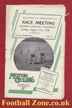 Shaftesbury Cannfield Grass Track Speedway 1938