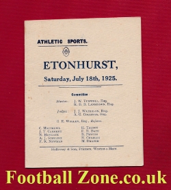 Athletics Memorabilia 1925 Etonhurst Athletic Sports Programme