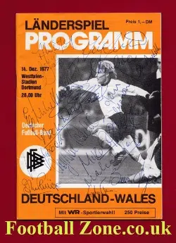 Germany v Wales 1977 - Multi Autographed Signed
