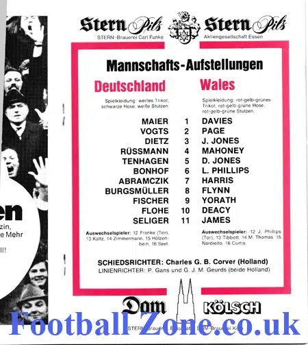 Germany v Wales 1977 – Multi Autographed Signed