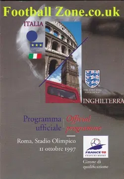 Italy v England 1997 - Rare Away Match Programme