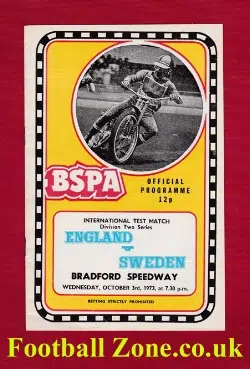 England Speedway v Sweden 1973 - at Bradford
