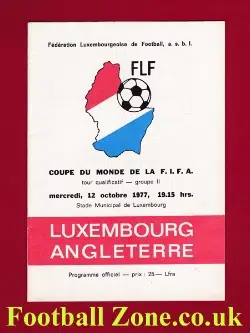 Luxembourg v England 1977 - World Cup Fixture