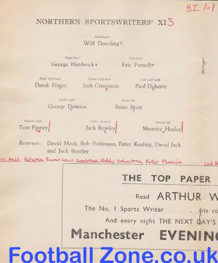 Showbiz X1 v Sports Writers X1 1961 at Oldham Denis Law Referee