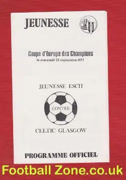 Jeunesse Esch v Glasgow Celtic 1977 Esch sur Alzette Luxembourg
