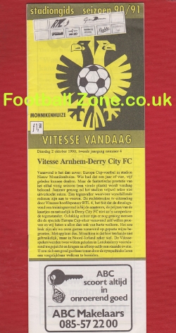 Vitesse Arnhem v Derry City 1990 –  Dutch – Holland