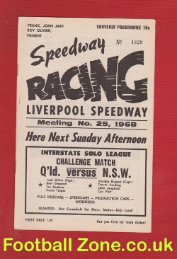 Liverpool Speedway Racing Programme 1968
