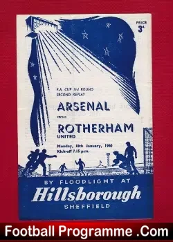 Arsenal v Rotherham United 1960 - FA Cup Replay at Sheffield - football programme