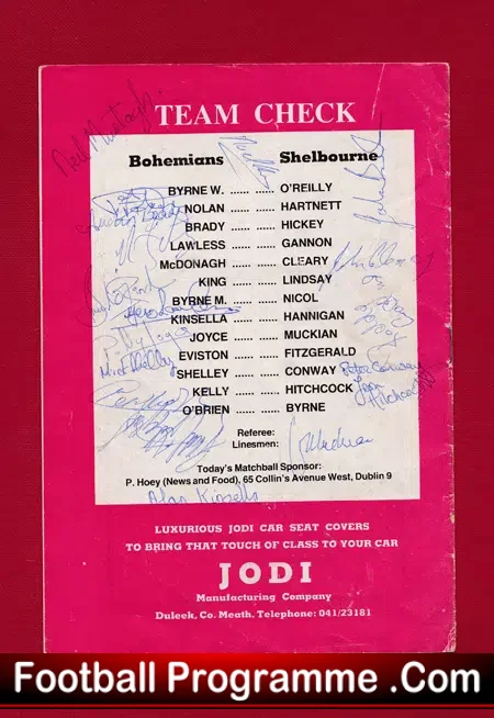 Bohemian v Shelbourne 1981 – Multi Autographed SIGNED
