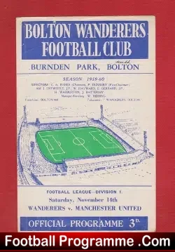 Bolton Wanderers v Manchester United 1959 - football programme
