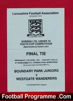 Boundry Park Juniors v Westgate Wanderers 1991 Youth Cup Final