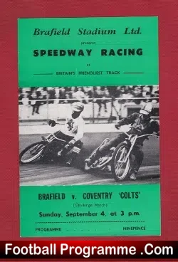 Brafield Speedway v Coventry 1966 – Speedway Racing Programme