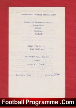 Braishfield v Crouay 1977 – International Friendly Match Romsey