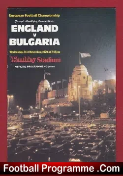 England v Bulgaria 1979 – Plus Ticket + Autographed Signed