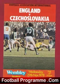 England v Czechoslovakia 1978 - Czech - football programme