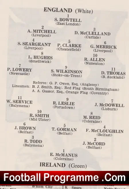 England v Ireland 1966 – at St Andrews Birmingham