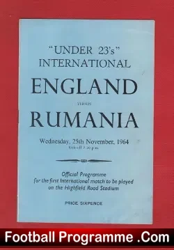 England v Romania 1964 – Highfield Road Coventry