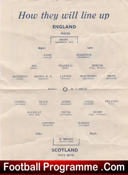 England v Scotland 1945 – Pirate – Aston Villa Park Birmingham