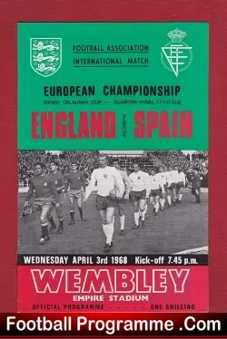 England v Spain 1968 - football programme