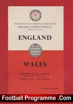 England v Wales 1958 – Schoolboys Match at Leicester City