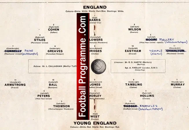England v Young England 1965 – Youths Match at Arsenal