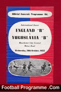 England v Yugoslavia 1955 B International at Manchester City TS