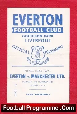Everton v Manchester United 1959 - football programme