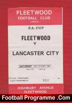 Fleetwood Town v Lancaster City 1969 - FA Cup - football programme