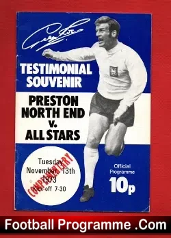 George Ross Testimonial Benefit Preston North End 1973 Bobby Charlton
