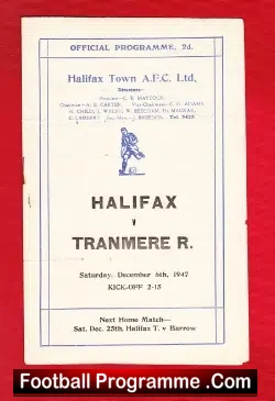 Halifax Town v Tranmere Rovers 1947