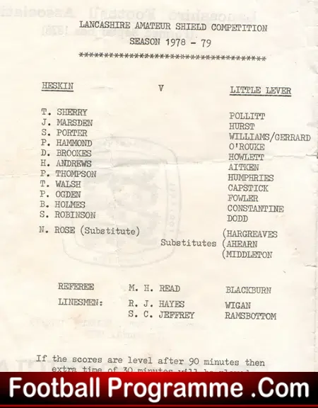Heskin v Little Lever 1979 Lancashire Amateur Shield at Chorley