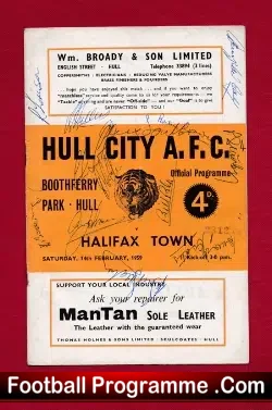 Hull City v Halifax Town 1959 - Multi Autographed Signed - football programme