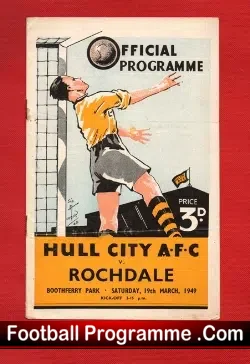 Hull City v Rochdale 1949 - 1940s Football Programme - football programme