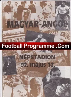 Hungary v England 1992 - at Nepstadion - football programme