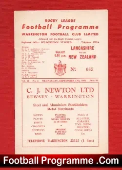 Lancashire Rugby v New Zealand 1961 – at Warrington