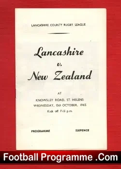 Lancashire Rugby v New Zealand 1965 – at St Helens