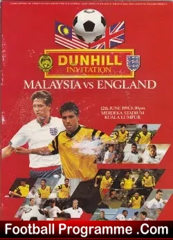 Malaysia v England 1991 - Played in Kuala Lumpur - football programme