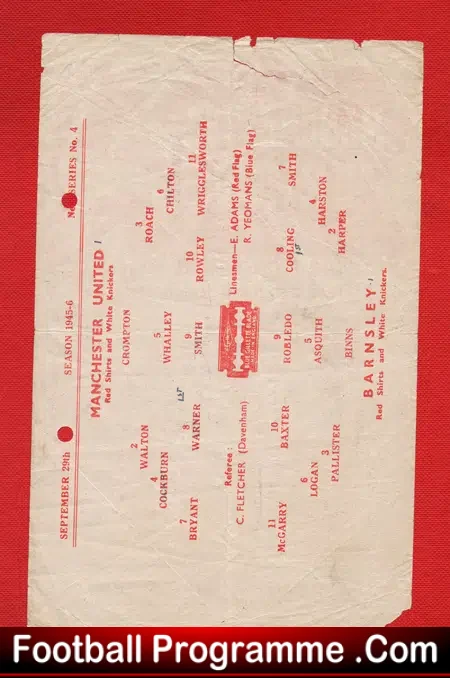 Manchester United v Barnsley 1945 – 1940s