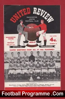 Manchester United v Burnley 1957 – Issued to Sir Matt Busby