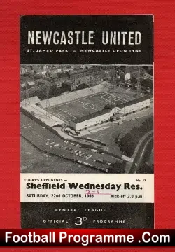 Newcastle United v Sheffield Wednesday 1966 – Reserves Match