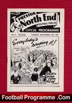 Preston North End v Burnley 1959 - Champions - football programme