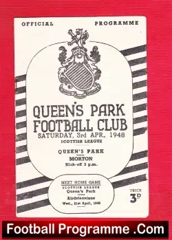 Queens Park v Greenock Morton 1948 – Multi Autographed SIGNED