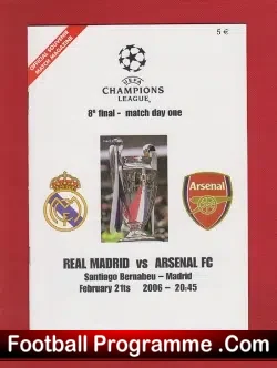 Real Madrid v Arsenal 2006 - football programme