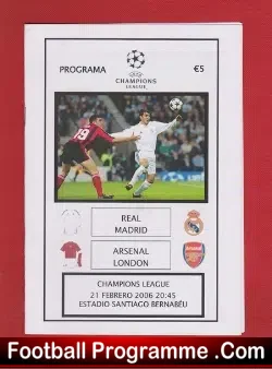 Real Madrid v Arsenal 2006 - football programme