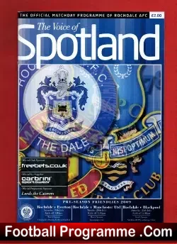 Rochdale v Manchester United 2009 Pre Season + Everton Blackpool - football programme