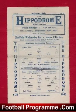 Sheffield Wednesday v Aston Villa 1930 – Pre War