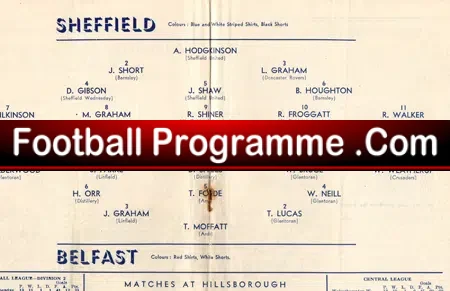 Sheffield Wednesday v Belfast 1958 – Inter City Match