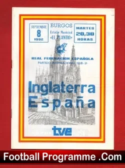Spain v England 1992 – Under 21’s Match U21