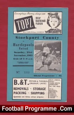 Stockport County v Hartlepool United 1963 - Auto Graham Beighton - football programme